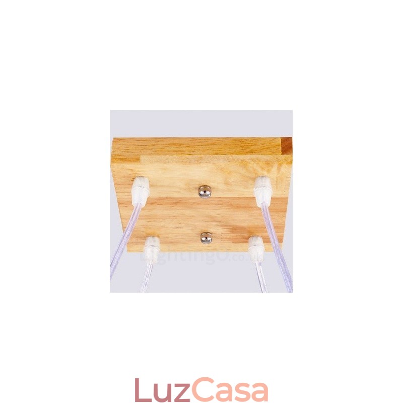 4 Luzes de madeira moderna contemporânea estilo nórdico pendente luz com cúpula de vidro