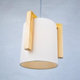 1 Luz de madeira moderna contemporânea estilo nórdico pendente com sombra de tecido