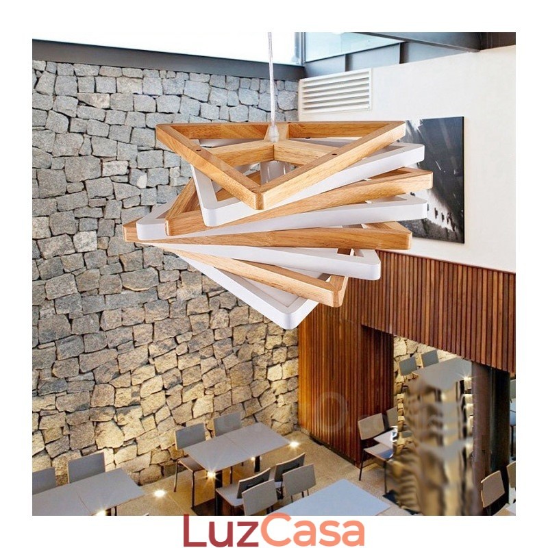 1 Luz de suspensão contemporânea moderna de madeira clara com cúpula de madeira