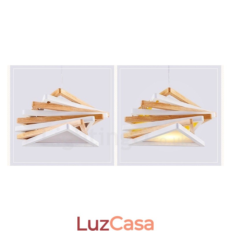 1 Luz de suspensão contemporânea moderna de madeira clara com cúpula de madeira