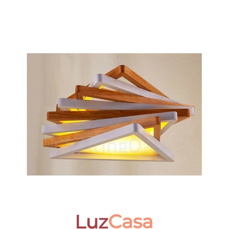 1 Luz de suspensão contemporânea moderna de madeira clara com cúpula de madeira