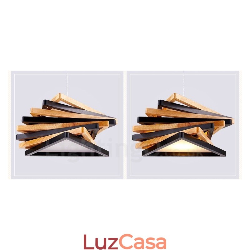 1 Luz de suspensão contemporânea moderna de madeira clara com cúpula de madeira
