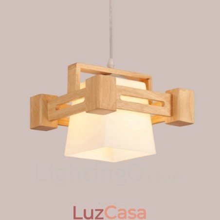 1 Luz de madeira moderna contemporânea estilo nórdico pendente com sombra de tecido 1 Luz de madeira moderna contemporânea estilo nórdico pendente com sombra de tecido