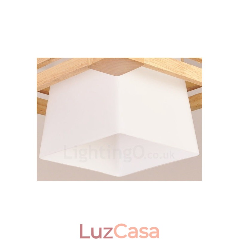 1 Luz de madeira moderna contemporânea estilo nórdico pendente com sombra de tecido