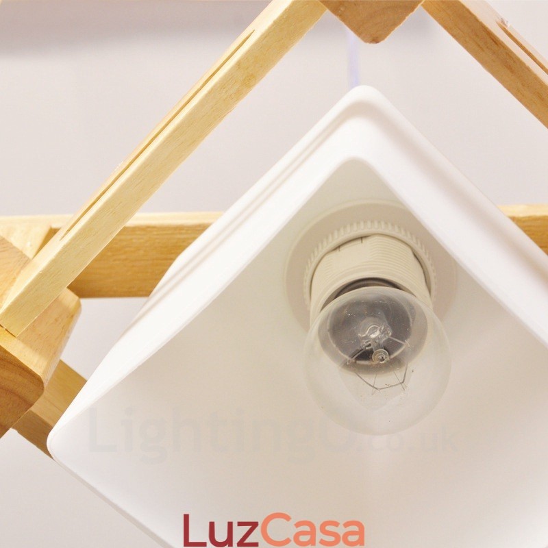 3 Luzes de madeira moderna contemporânea estilo nórdico pendente luz com tecido sombra