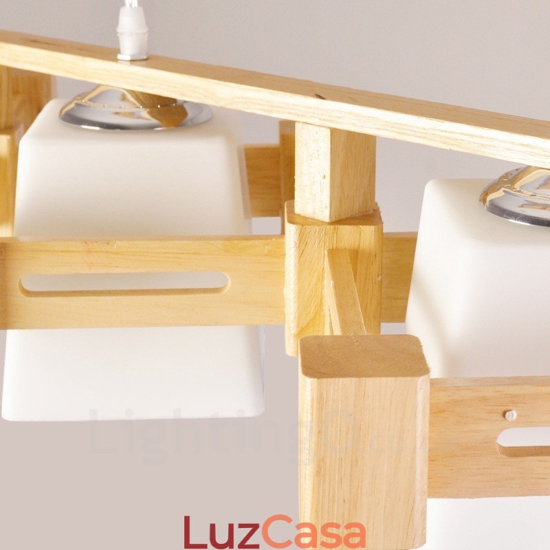 3 Luzes de madeira moderna contemporânea estilo nórdico pendente luz com tecido sombra