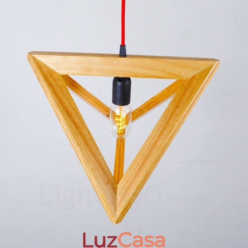1 Luz de suspensão contemporânea moderna de madeira clara com cúpula de madeira