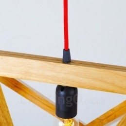 1 Luz de suspensão contemporânea moderna de madeira clara com cúpula de madeira