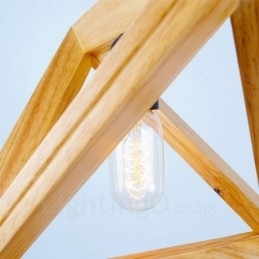 1 Luz de suspensão contemporânea moderna de madeira clara com cúpula de madeira
