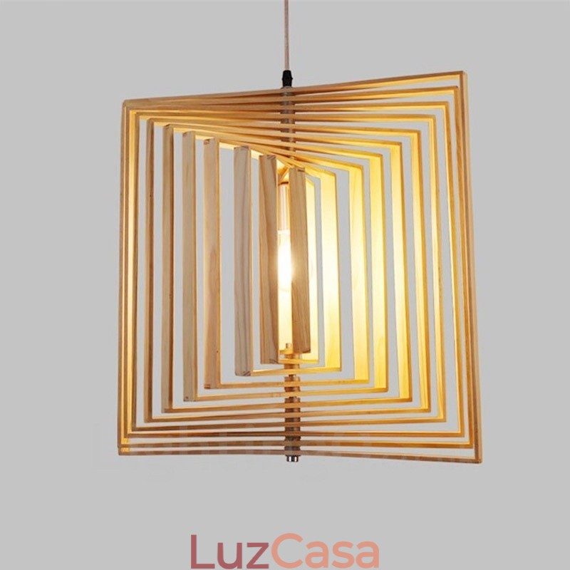 1 Luz de madeira moderna contemporânea estilo nórdico pendente com sombra de madeira