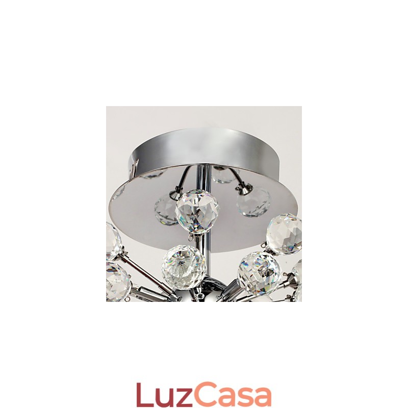 Lustre moderno contemporâneo de cristal estilo mini metal cromado montagem embutida