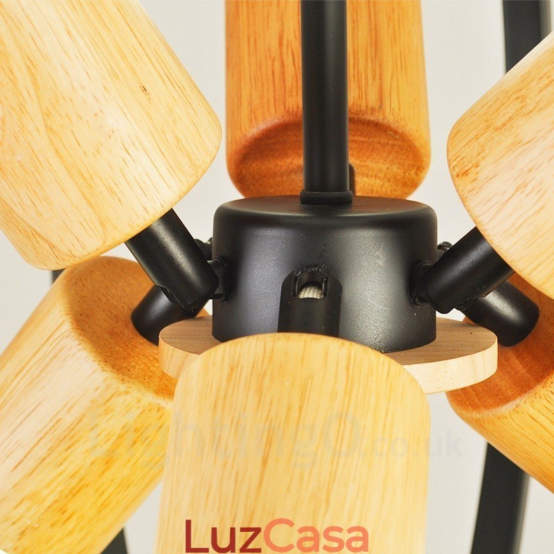 Luminária pendente retrô vintage de ferro com 6 luzes e abajur de ferro