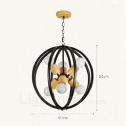 Luminária pendente retrô vintage de ferro com 6 luzes e abajur de ferro