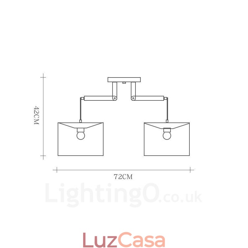 Luminária pendente moderna contemporânea de madeira com 2 luzes e cúpula de tecido