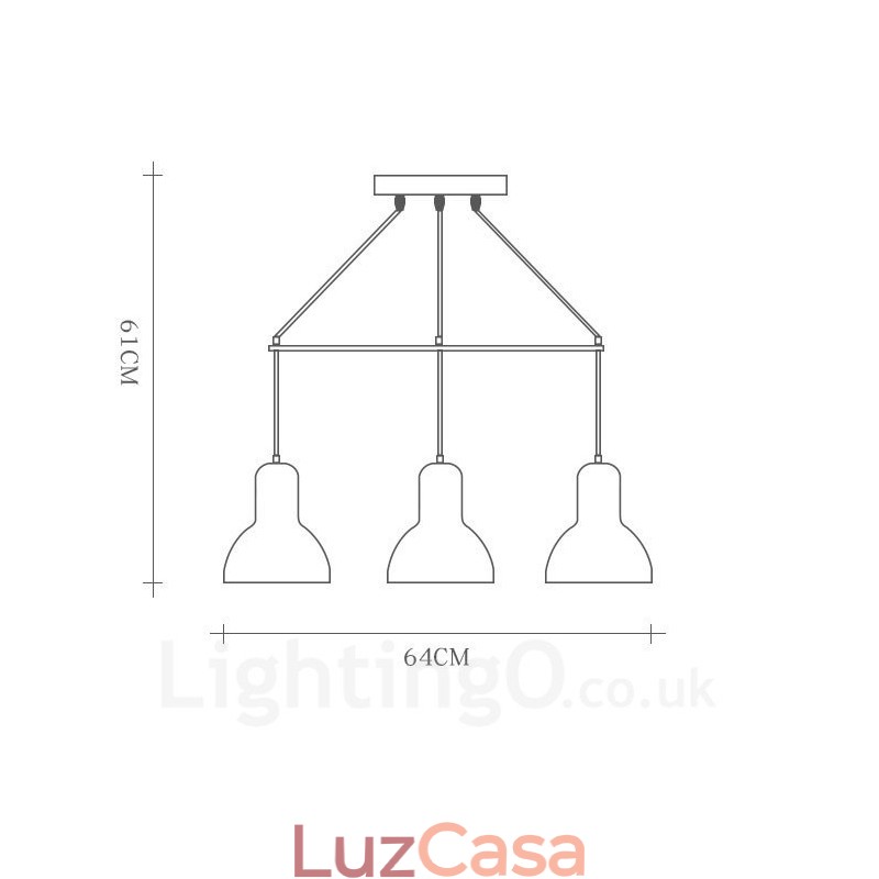 Luminária pendente moderna contemporânea de madeira com 5 luzes e cúpula de ferro