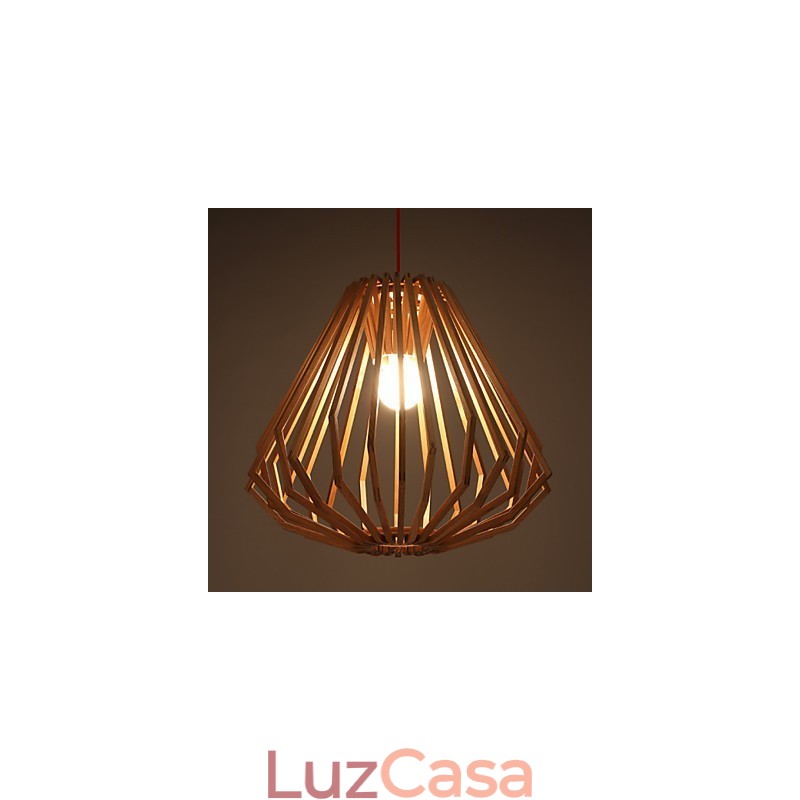 Lustre Mini Estilo Tradicional Clássico Madeira Bambu