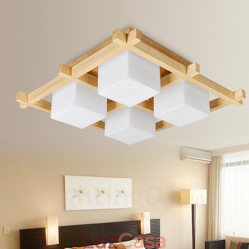 4 Luzes de teto embutidas estilo nórdico moderno e contemporâneo com cúpula de vidro