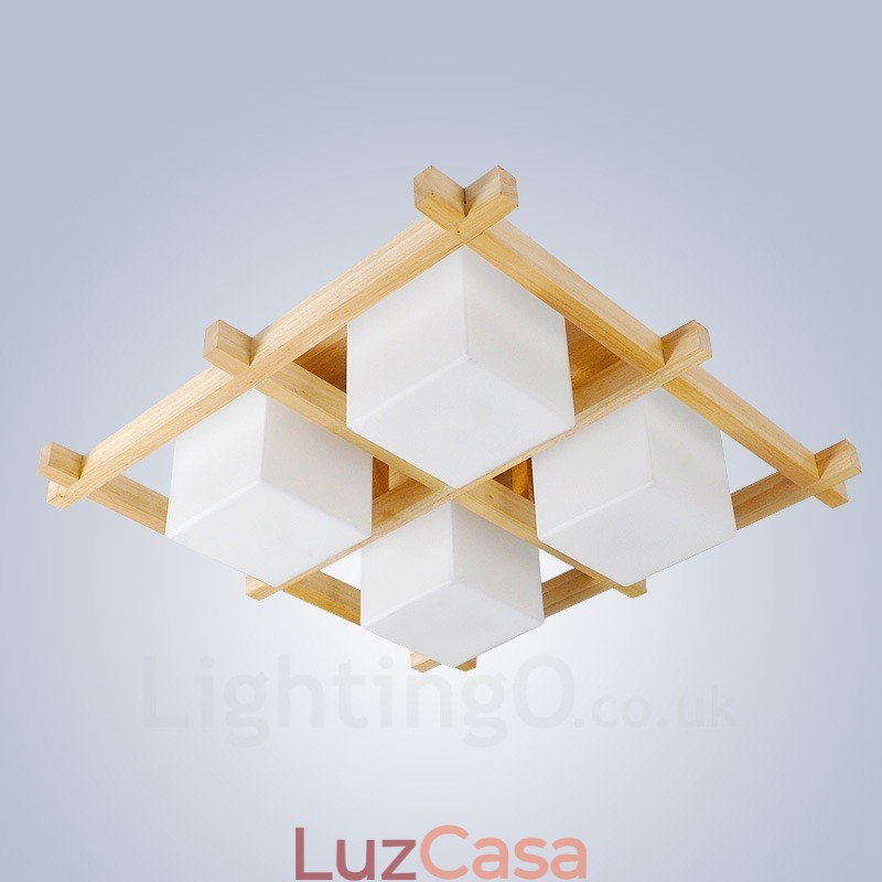 4 Luzes de teto embutidas estilo nórdico moderno e contemporâneo com cúpula de vidro