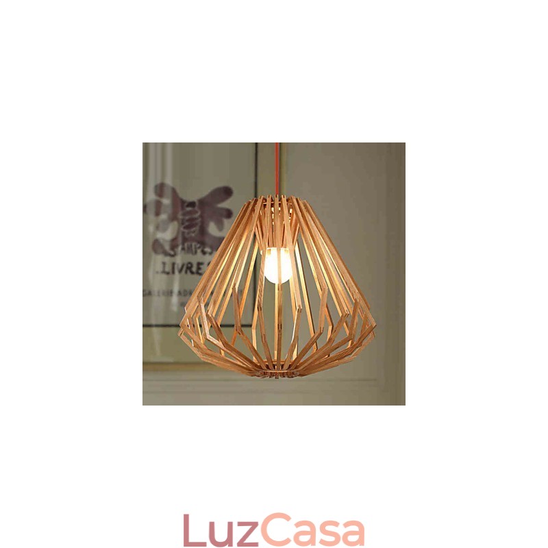 Lustre Mini Estilo Tradicional Clássico Madeira Bambu