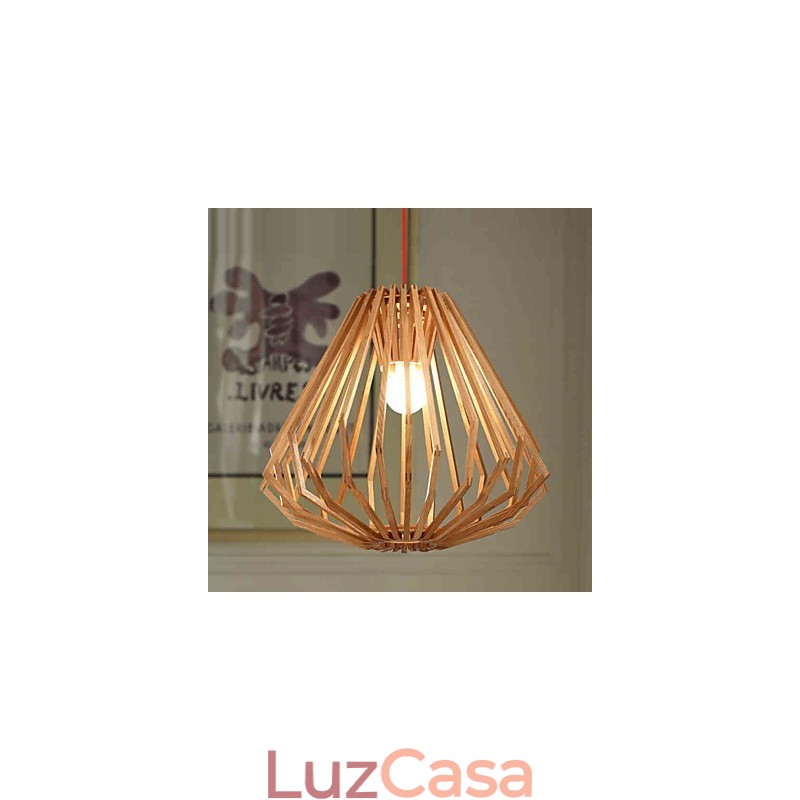 Lustre Mini Estilo Tradicional Clássico Madeira Bambu