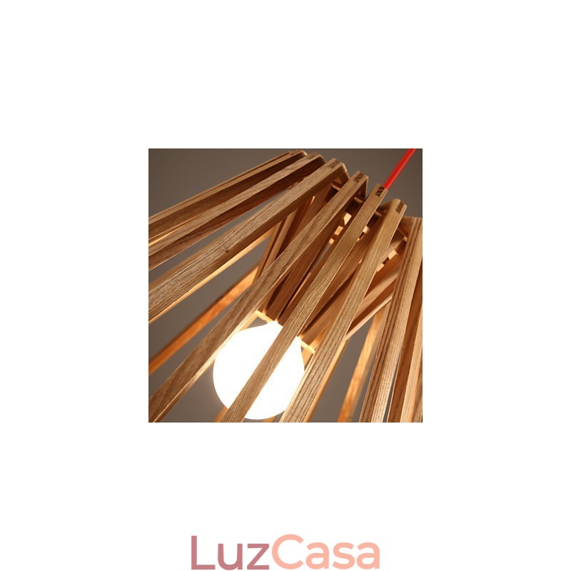 Lustre Mini Estilo Tradicional Clássico Madeira Bambu