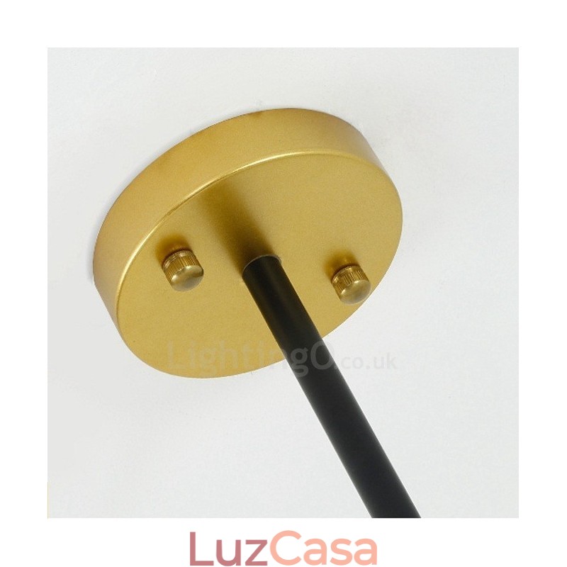 Lustre de teto moderno e contemporâneo estilo nórdico com 3 luzes e cúpula de vidro esférico preto e branco