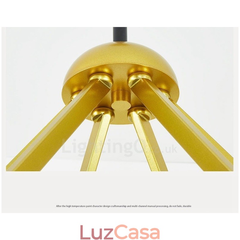 Lustre de teto moderno e contemporâneo de 6 luzes estilo nórdico com cúpula de vidro esférico preto e branco