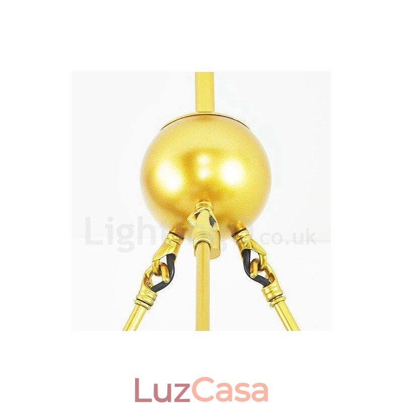 9 Luzes de Teto Modernas Contemporâneas Estilo Nórdico Lustre de Cobre com Sombra de Vidro Bola Dourada e Branca