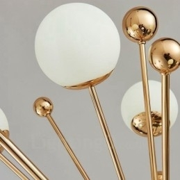 12 Luzes de Teto Contemporâneas Modernas Lustre de Cobre com Sombra de Vidro Bola Branca
