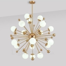 18 Luzes de Teto Contemporâneas Modernas Lustre de Cobre com Sombra de Vidro Bola Branca