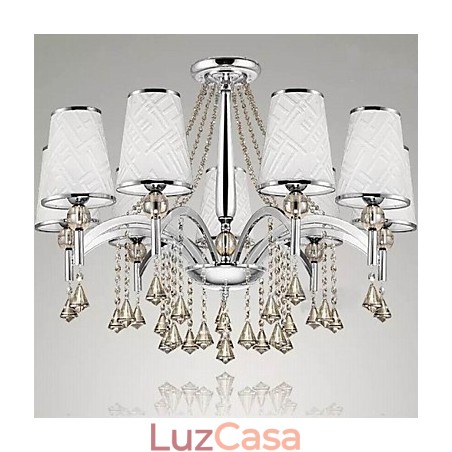 Lustre moderno contemporâneo de cristal cromado em metal Lustre moderno contemporâneo de cristal cromado em metal