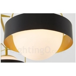 3 Luzes de Teto Contemporâneas Modernas Lustre de Cobre com Sombra de Vidro Bola Branca e Preta