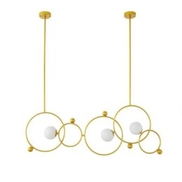 3 Luzes de Teto Contemporâneas Modernas Lustre de Cobre com Sombra de Vidro Bola Branca