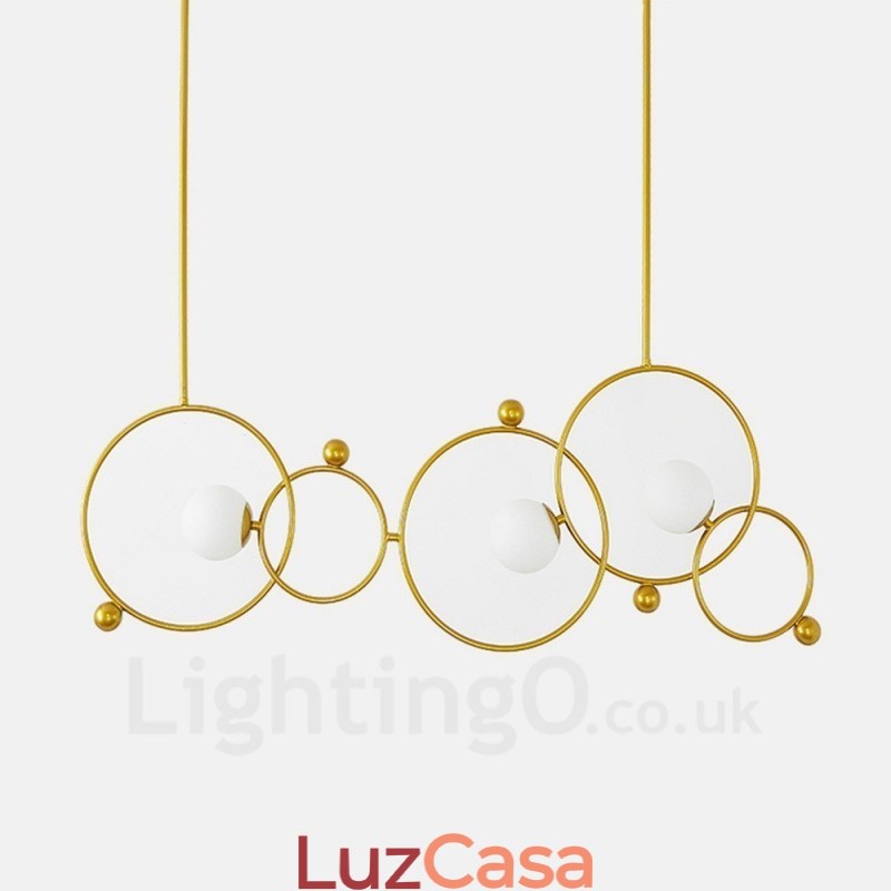 3 Luzes de Teto Contemporâneas Modernas Lustre de Cobre com Sombra de Vidro Bola Branca