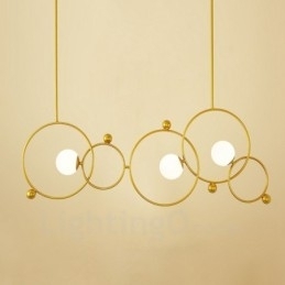 3 Luzes de Teto Contemporâneas Modernas Lustre de Cobre com Sombra de Vidro Bola Branca