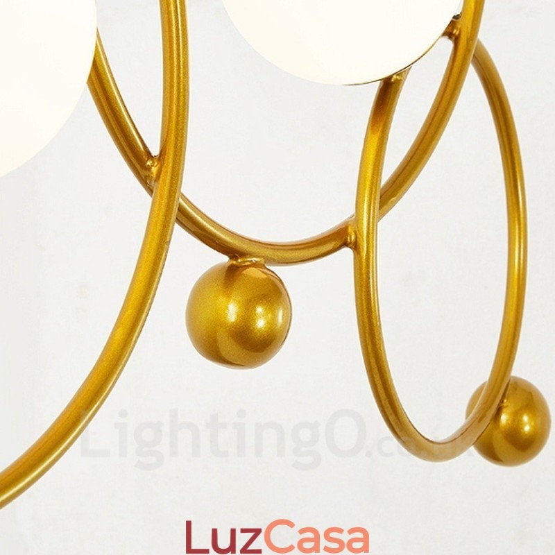 3 Luzes de Teto Contemporâneas Modernas Lustre de Cobre com Sombra de Vidro Bola Branca