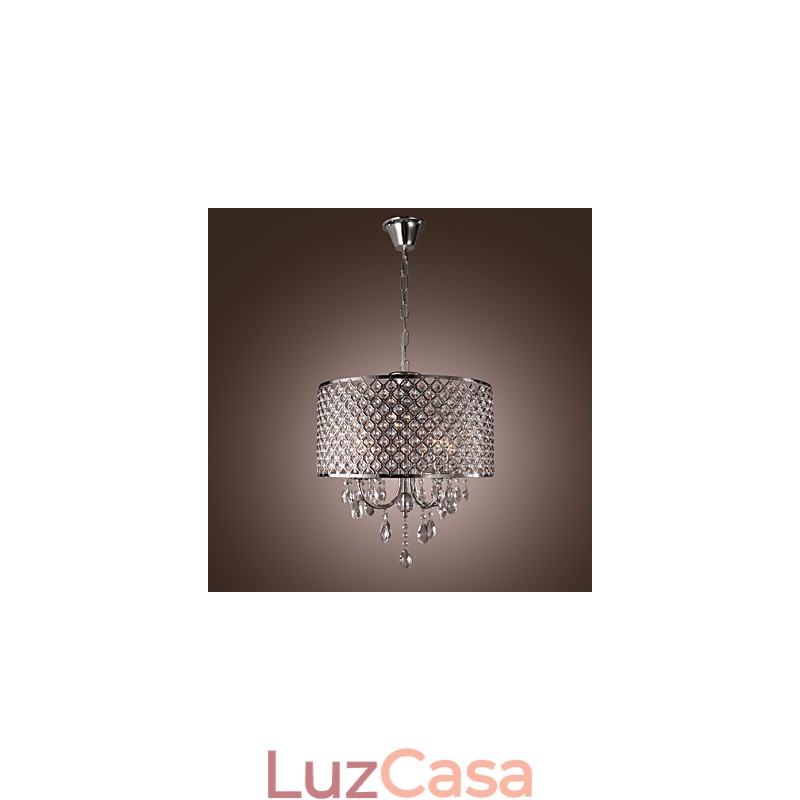Lustre de cristal cromado clássico tradicional em metal