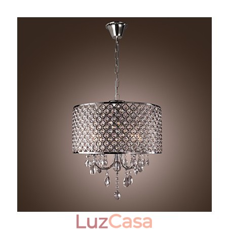 Lustre de cristal cromado clássico tradicional em metal Lustre de cristal cromado clássico tradicional em metal