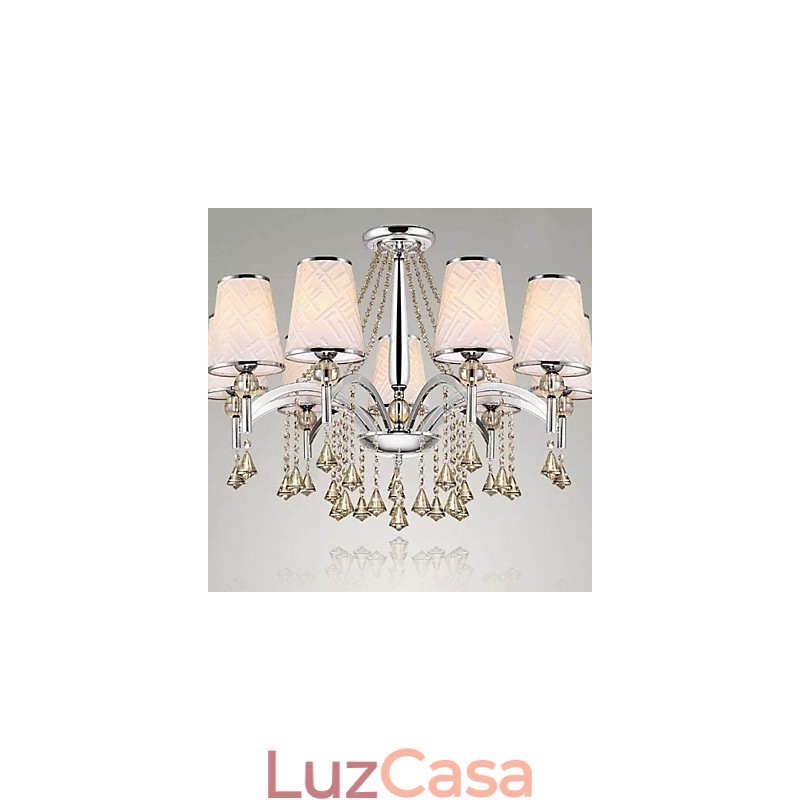 Lustre moderno contemporâneo de cristal cromado em metal