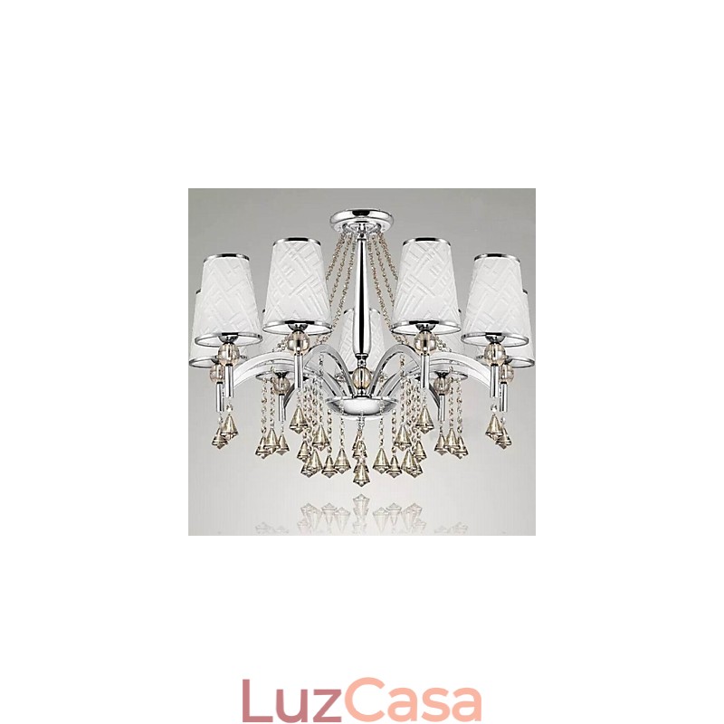 Lustre moderno contemporâneo de cristal cromado em metal