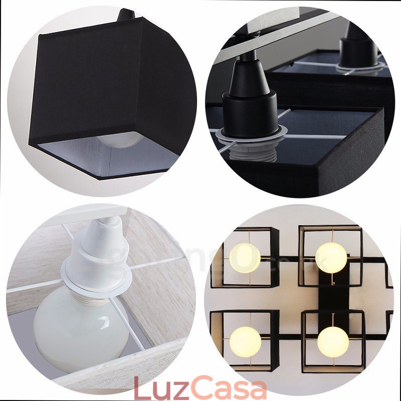 6 luzes de teto embutidas pretas contemporâneas modernas com sombra de tecido