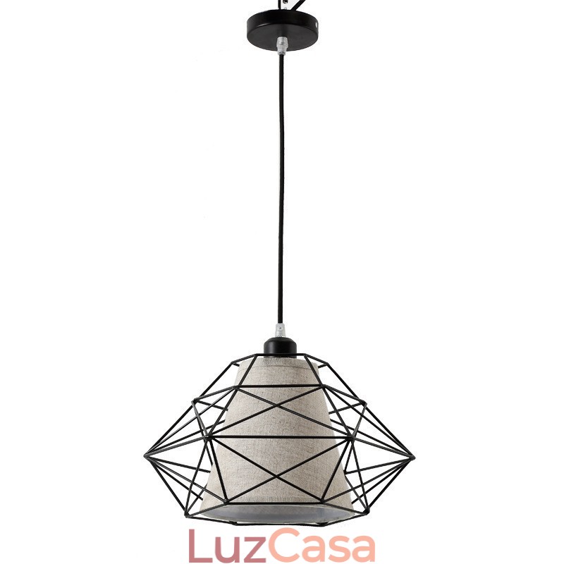 1 luz retrô vintage preto ferro pingente luz com cortinas de tecido