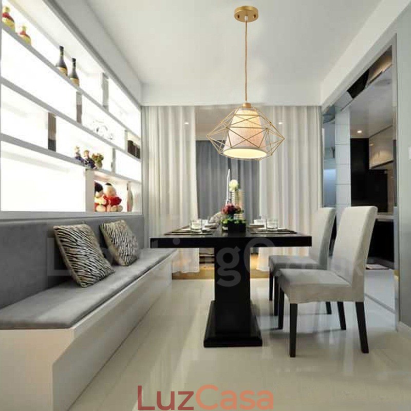 1 luz retrô vintage preto ferro pingente luz com cortinas de tecido