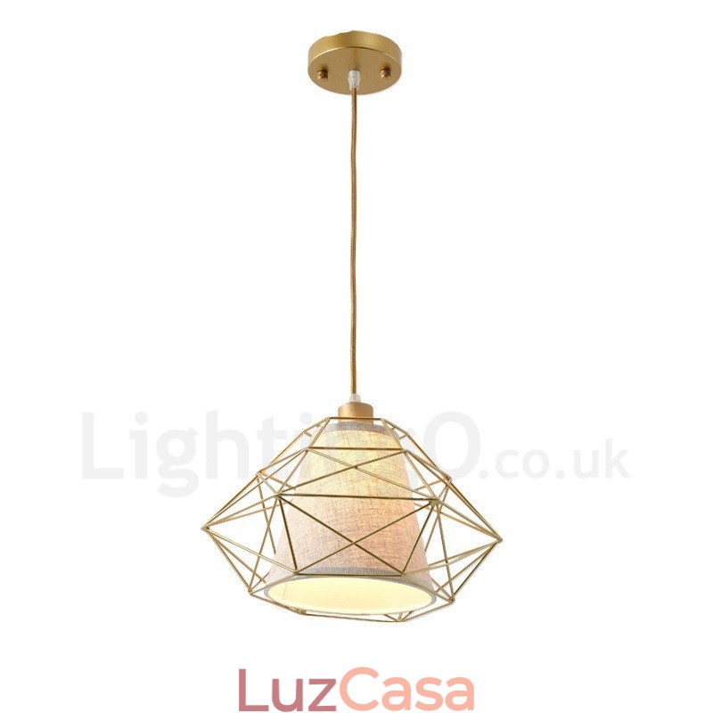 1 luz retrô vintage preto ferro pingente luz com cortinas de tecido