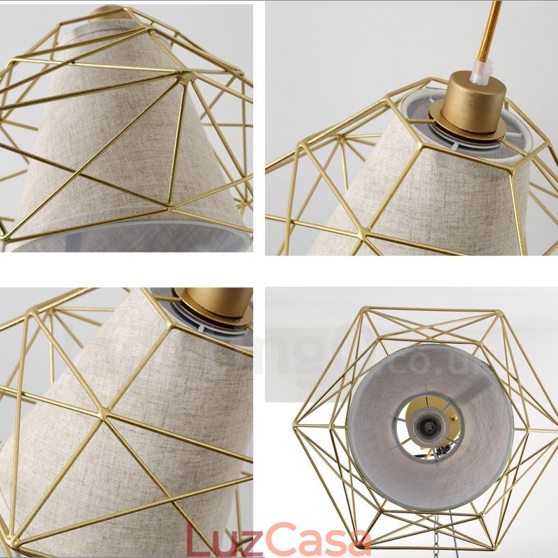 1 luz retrô vintage preto ferro pingente luz com cortinas de tecido