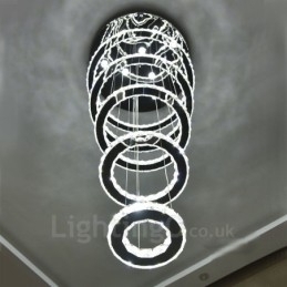 Regulável Wi Fi Smart Três Cores de Fonte de Luz 5 Anéis Moderno Cristal Teto Pendente Luz Lustre Interno