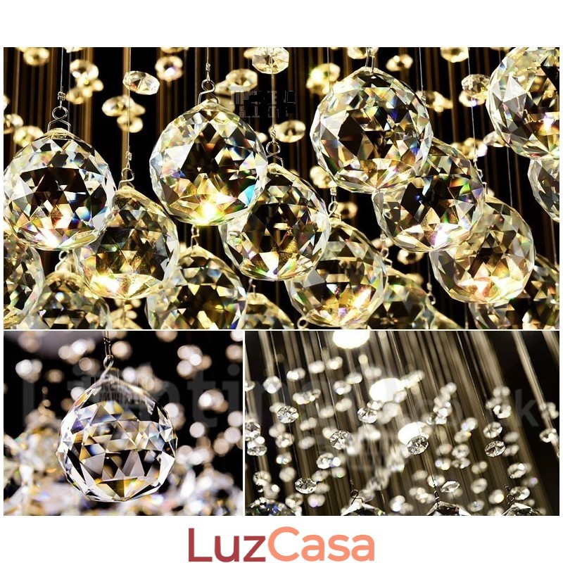 Luminária pendente de cristal moderna para teto, lustre interno, luminária de iluminação