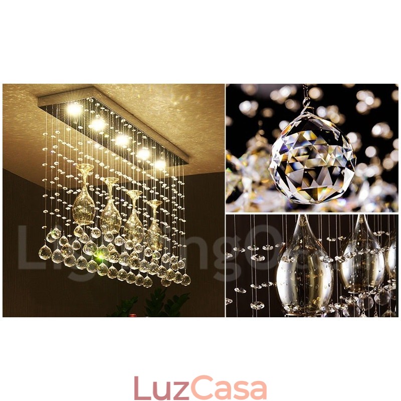 5 luzes modernas de cristal pingente de teto luz lustre interno lâmpadas de iluminação luminária