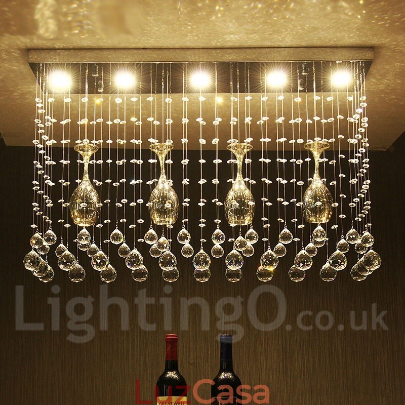 5 luzes modernas de cristal pingente de teto luz lustre interno lâmpadas de iluminação luminária
