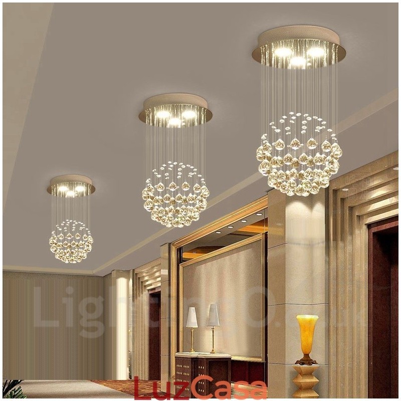 3 Luzes Modernas de Cristal Pendente de Teto Lustre Interno Luminárias Luminárias Luminárias